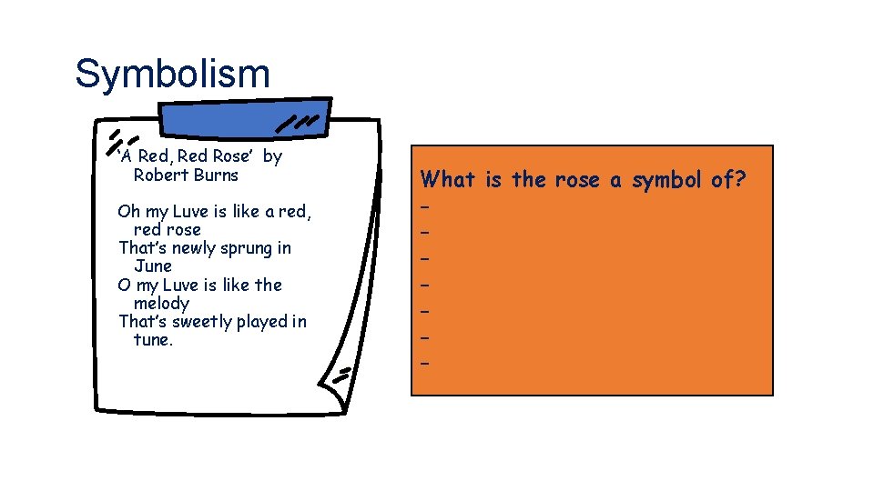 Symbolism ‘A Red, Red Rose’ by Robert Burns Oh my Luve is like a