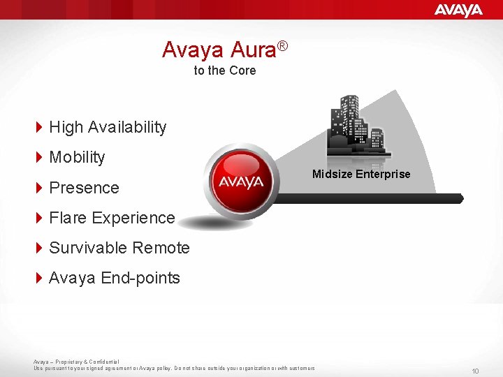 Avaya Aura® to the Core 4 High Availability 4 Mobility 4 Presence Midsize Enterprise