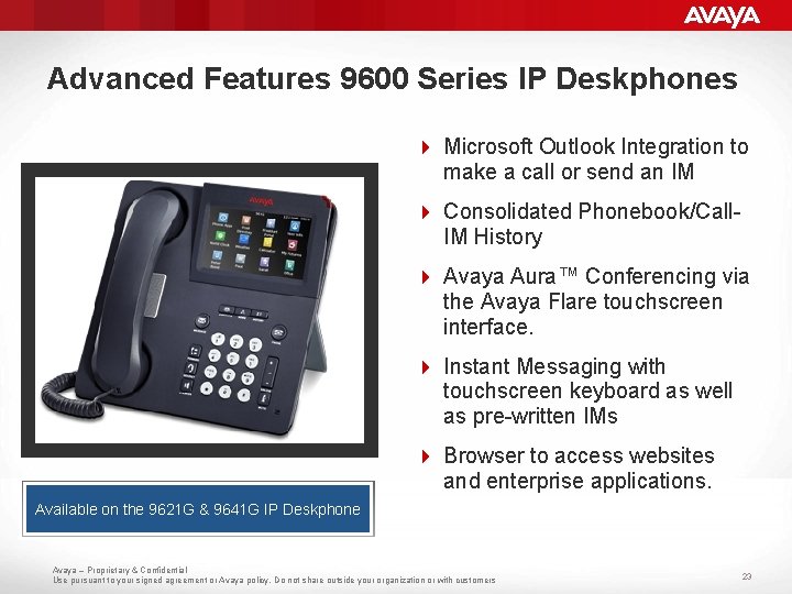 Advanced Features 9600 Series IP Deskphones 4 Microsoft Outlook Integration to make a call