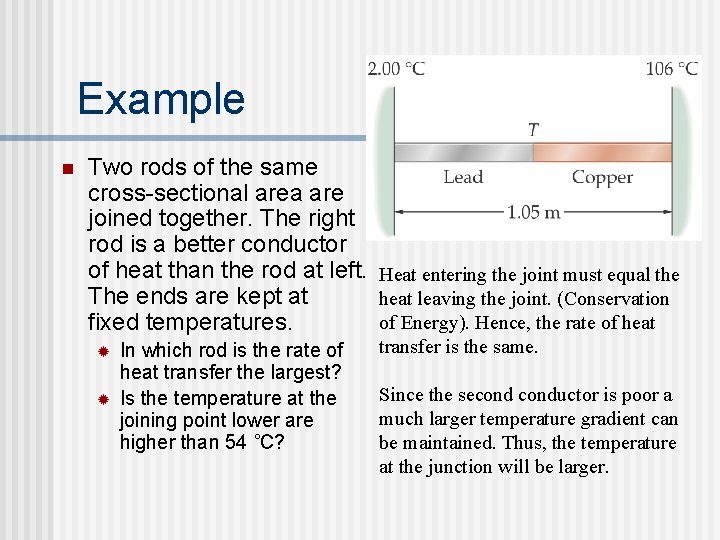 Example n Two rods of the same cross-sectional area are joined together. The right