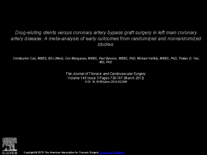 Drug-eluting stents versus coronary artery bypass graft surgery in left main coronary artery disease: