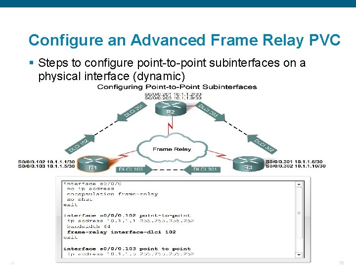 Configure an Advanced Frame Relay PVC § Steps to configure point-to-point subinterfaces on a