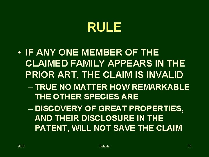 RULE • IF ANY ONE MEMBER OF THE CLAIMED FAMILY APPEARS IN THE PRIOR