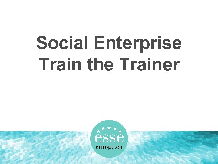 Social Enterprise Train the Trainer 