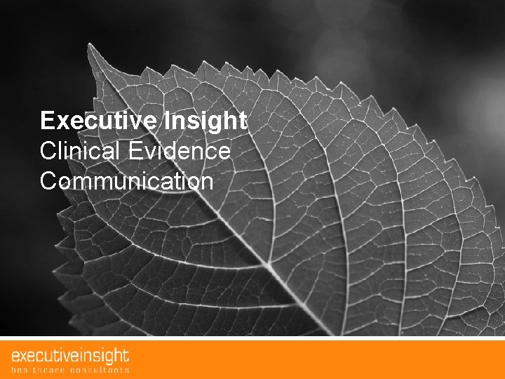 Executive Insight Clinical Evidence Communication Executive Insight AG. Company Snapshot Presentation. 