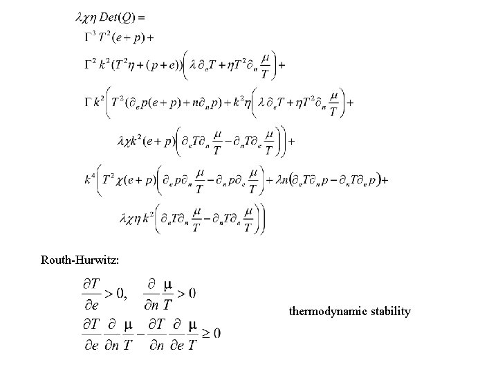 Routh-Hurwitz: thermodynamic stability 