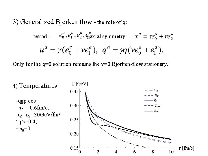 3) Generalized Bjorken flow - the role of q: tetrad : ; axial symmetry