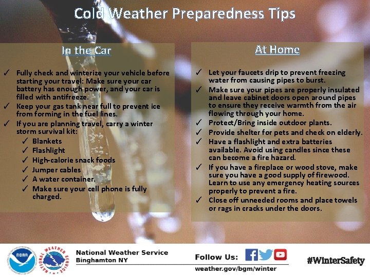 Cold Weather Preparedness Tips In the Car At Home ✓ Fully check and winterize