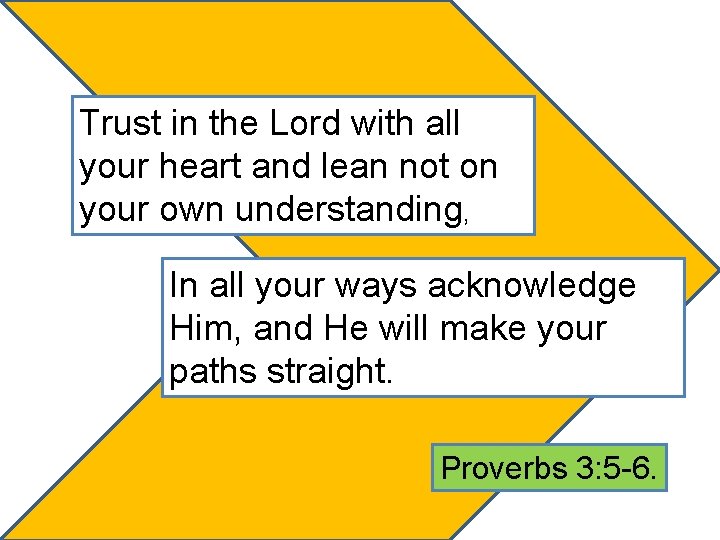 Trust in the Lord with all your heart and lean not on your own