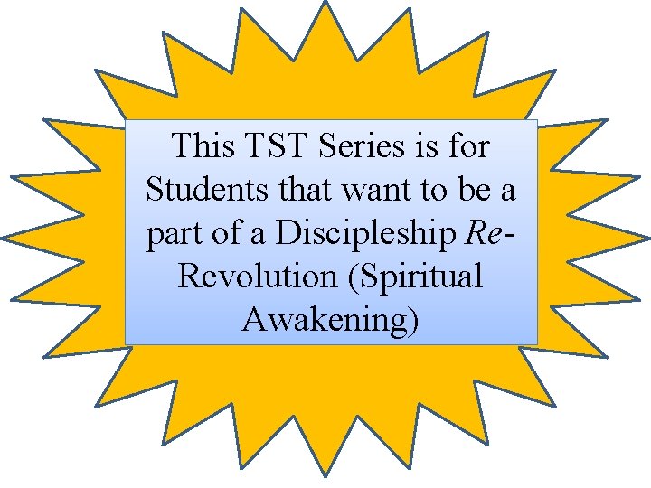 This TST Series is for Students that want to be a part of a This TST Series is for Students that want to be a part of a