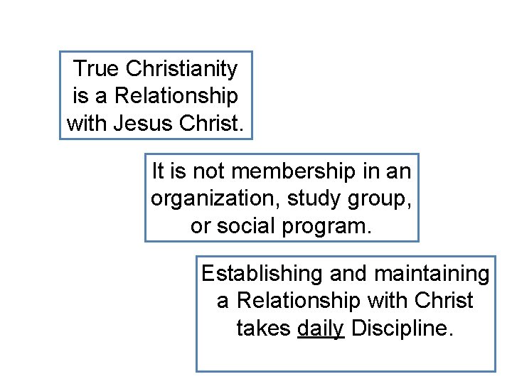 True Christianity is a Relationship with Jesus Christ. It is not membership in an True Christianity is a Relationship with Jesus Christ. It is not membership in an