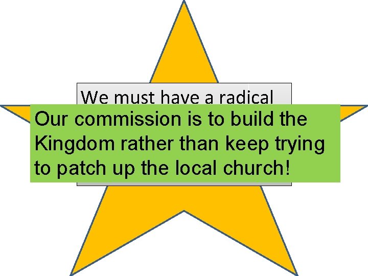 We must have a radical Our commission is back to build paradigm shift to We must have a radical Our commission is back to build paradigm shift to
