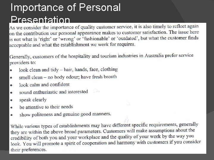 Importance of Personal Presentation 