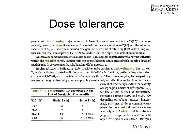 Dose tolerance (Mc. Garry) 