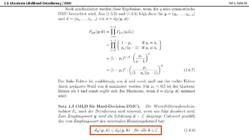1. 6 Maximum-Likelihood-Decodierung / DMC Teil 1, Seite 33 