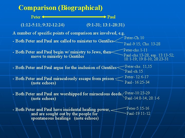 Comparison (Biographical) Peter (1: 12 -5: 11; 9: 32 -12: 24) Paul (9: 1