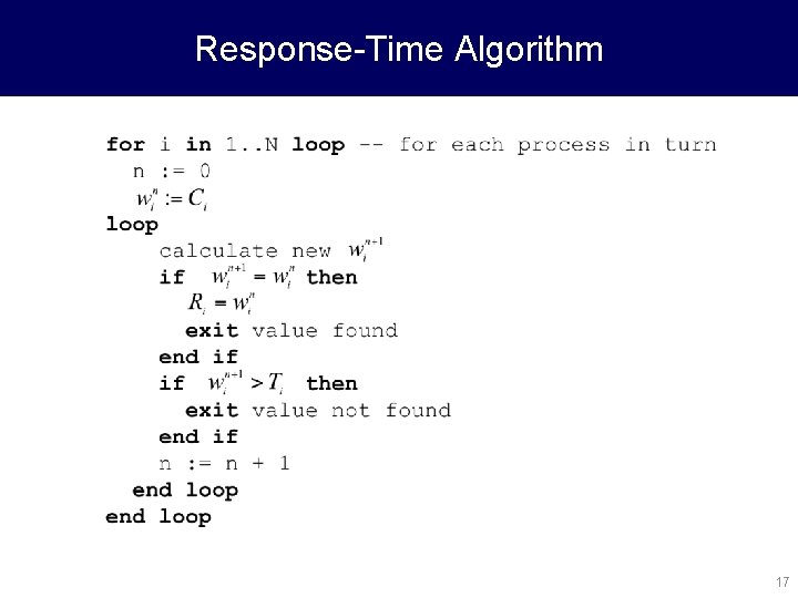 Response-Time Algorithm 17 