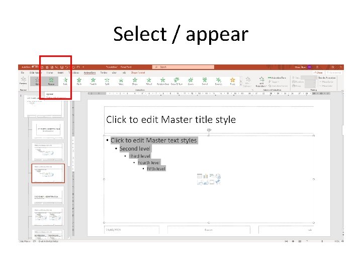 Select / appear Select / appear