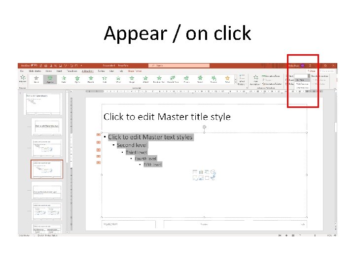 Appear / on click Appear / on click