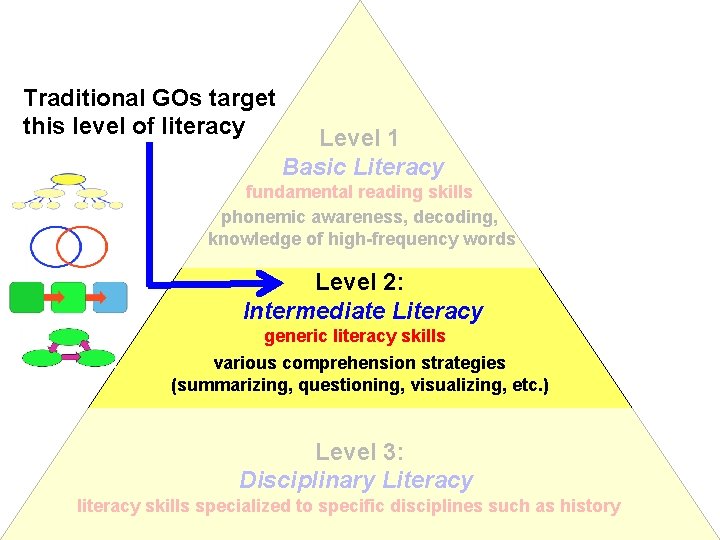Traditional GOs target this level of literacy Level 1 Basic Literacy fundamental reading skills Traditional GOs target this level of literacy Level 1 Basic Literacy fundamental reading skills