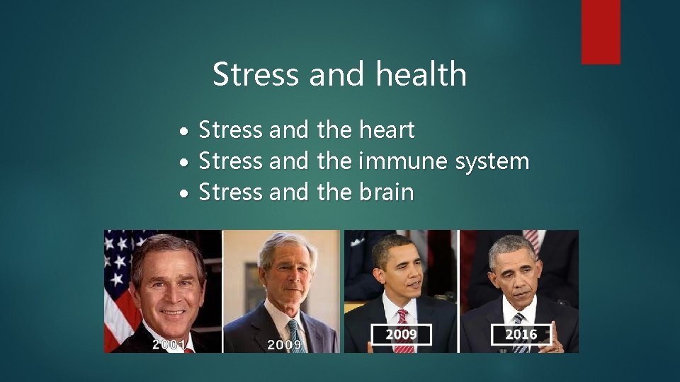 Stress and health Stress and the heart Stress and the immune system Stress and