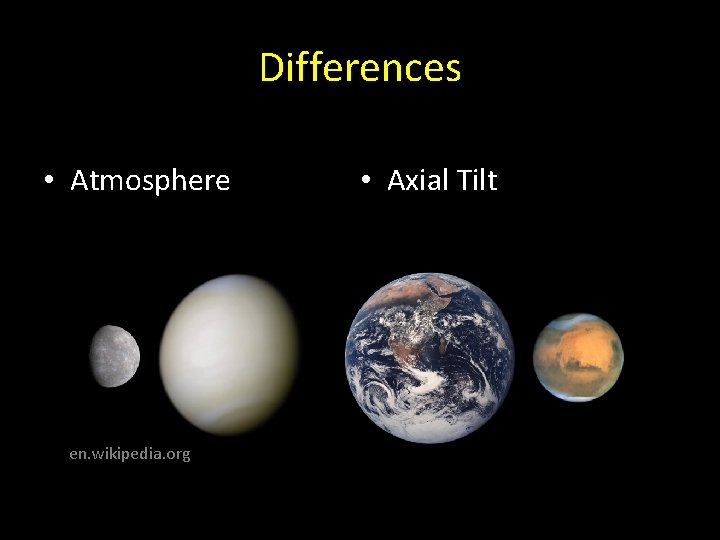 Differences • Atmosphere en. wikipedia. org • Axial Tilt Differences • Atmosphere en. wikipedia. org • Axial Tilt