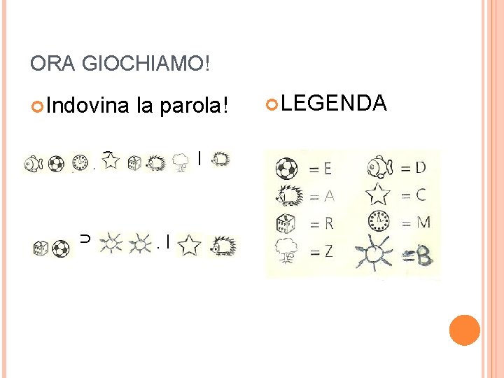 ORA GIOCHIAMO! Indovina la parola! ___O___ _ I _ _ _PU__LI__ LEGENDA 