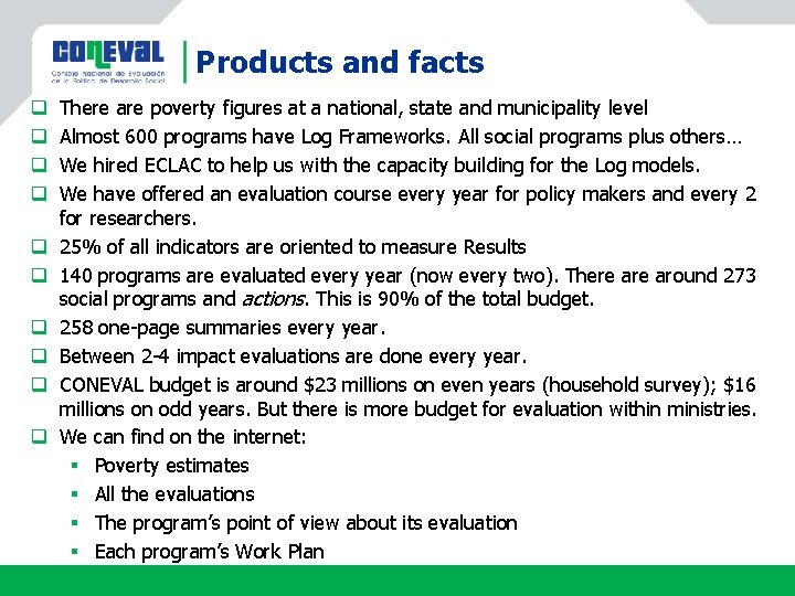Products and facts q q q q q There are poverty figures at a