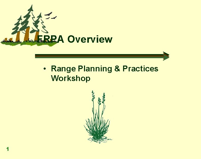 FRPA Overview • Range Planning & Practices Workshop 1 