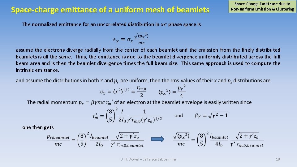 Space-charge emittance of a uniform mesh of beamlets Space-Charge Emittance due to Non-uniform Emission