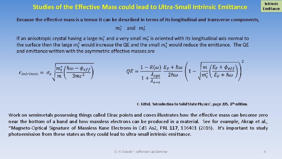 Studies of the Effective Mass could lead to Ultra-Small Intrinsic Emittance Because the effective