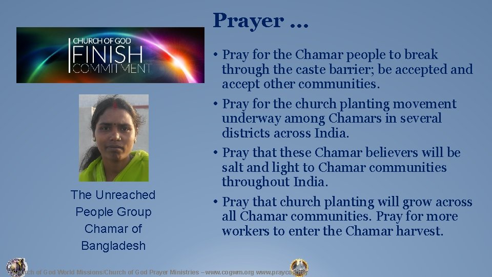 Prayer … The Unreached People Group Chamar of Bangladesh • Pray for the Chamar