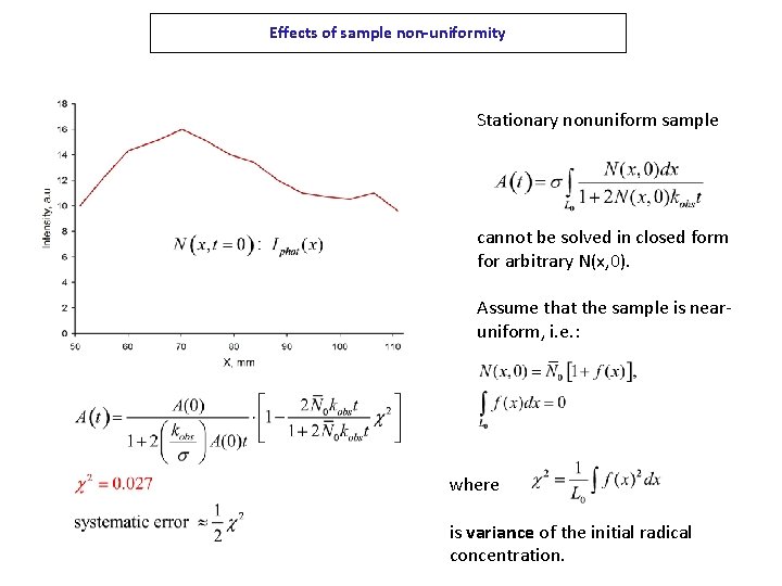 Effects of sample non-uniformity Stationary nonuniform sample cannot be solved in closed form for