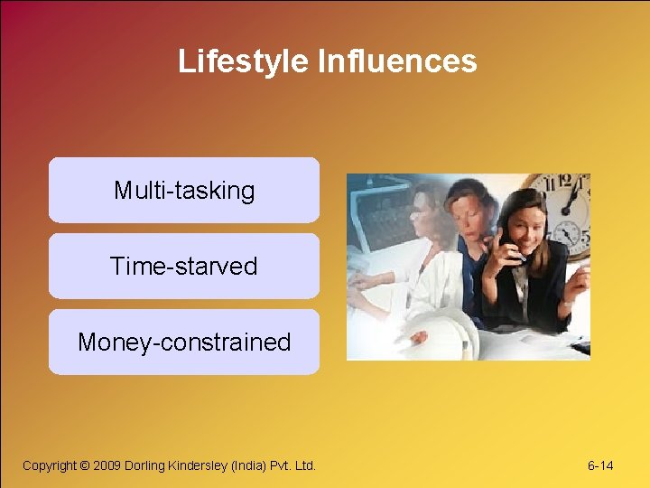 Lifestyle Influences Multi-tasking Time-starved Money-constrained Copyright © 2009 Dorling Kindersley (India) Pvt. Ltd. 6
