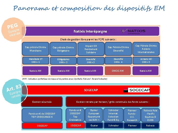 Panorama et composition des dispositifs EM PEG gne Natixis Interépargne Épar le ia salar