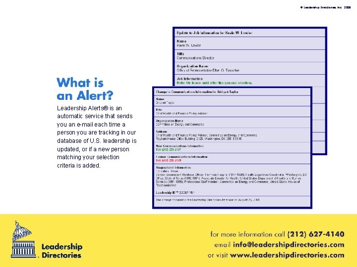 © Leadership Directories, Inc. 2008 Leadership Alerts® is an automatic service that sends you
