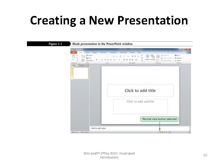 Creating a New Presentation Microsoft® Office 2010: Illustrated Introductory 10 