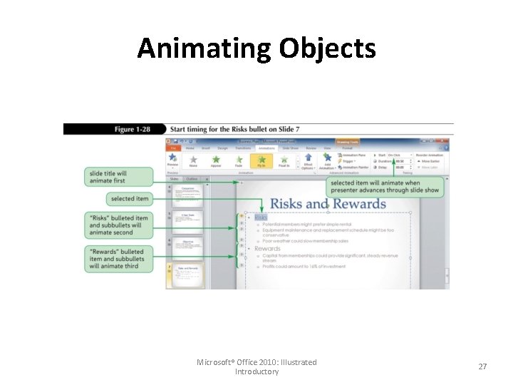 Animating Objects Microsoft® Office 2010: Illustrated Introductory 27 