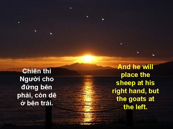 Chiên thì Người cho đứng bên phải, còn dê ở bên trái. And he