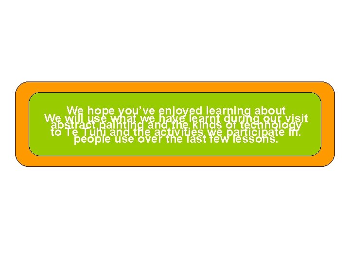 We hope you’ve enjoyed learning about We will use what we have learnt during