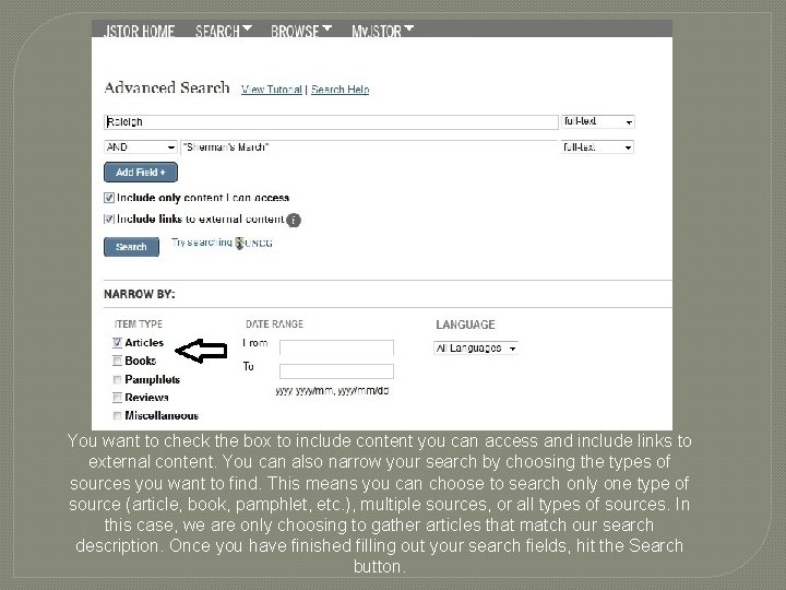 You want to check the box to include content you can access and include