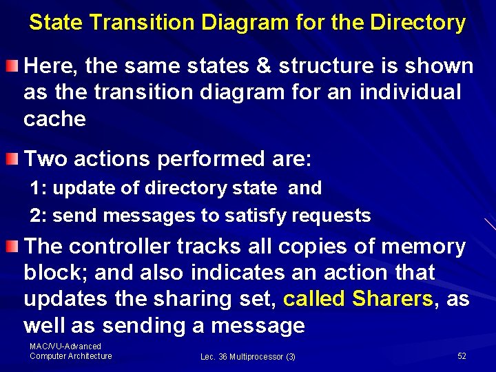 State Transition Diagram for the Directory Here, the same states & structure is shown
