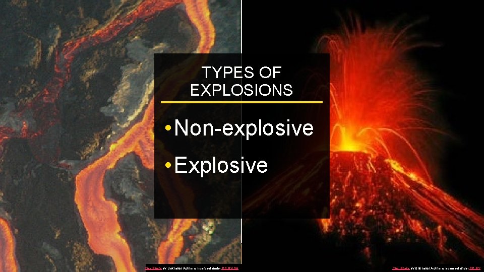 TYPES OF EXPLOSIONS • Non-explosive • Explosive This Photo by Unknown Author is licensed