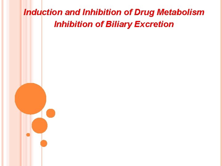 Induction and Inhibition of Drug Metabolism Inhibition of Biliary Excretion 