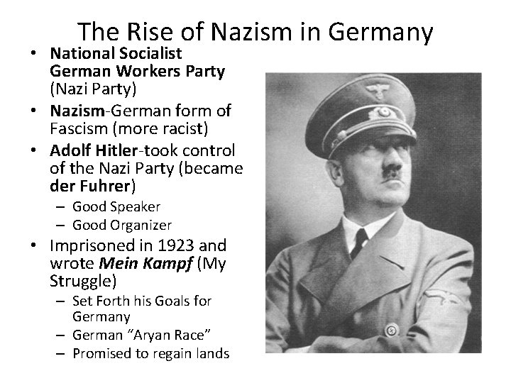 The Rise of Nazism in Germany • National Socialist German Workers Party (Nazi Party)