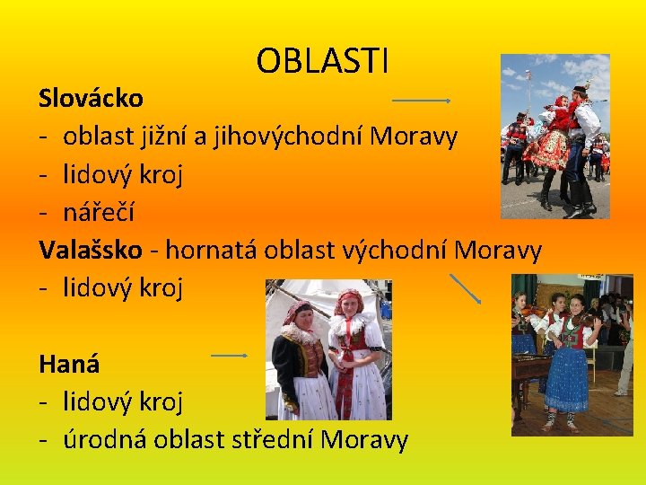 OBLASTI Slovácko - oblast jižní a jihovýchodní Moravy - lidový kroj - nářečí Valašsko