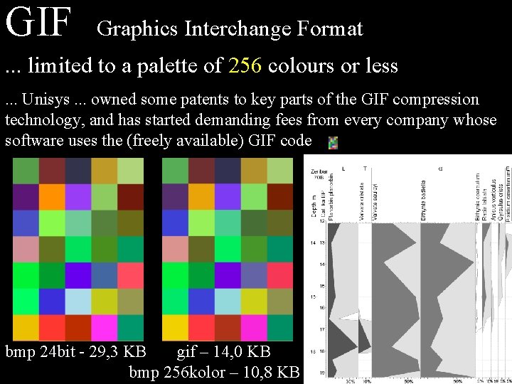 GIF Graphics Interchange Format . . . limited to a palette of 256 colours