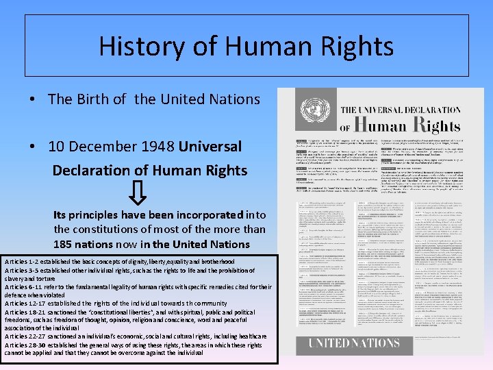 History of Human Rights • The Birth of the United Nations • 10 December History of Human Rights • The Birth of the United Nations • 10 December