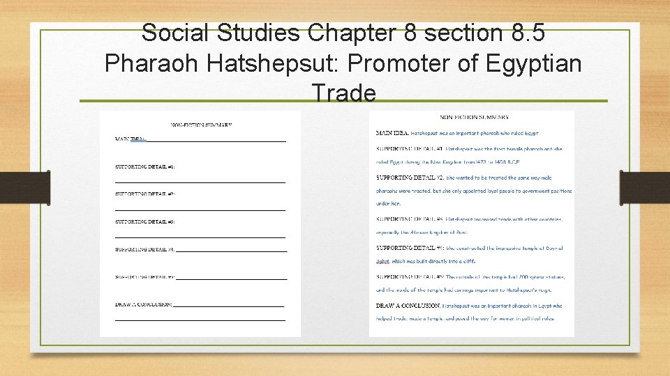 Social Studies Chapter 8 section 8. 5 Pharaoh Hatshepsut: Promoter of Egyptian Trade Social Studies Chapter 8 section 8. 5 Pharaoh Hatshepsut: Promoter of Egyptian Trade