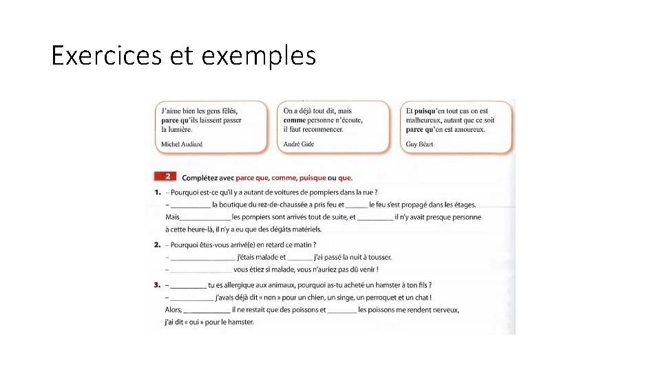 Exercices et exemples 